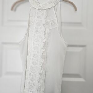 New York & Company White Textured Blouse